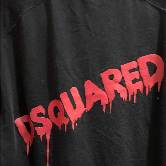 Dsquared2 black 3/4 sleeves T-shirt, red paint dripping & logo on back M - Picture 3 of 5
